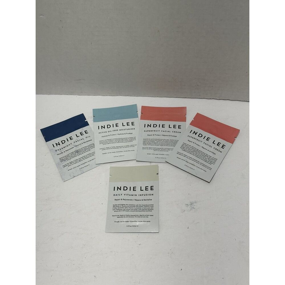 Lot 5 Indie Lee Sample Facial Oil Vitamin Infusion Facial Cream Moisturizer 0.1f